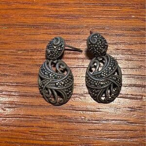 Sterling Silver Marcasite Teardrop Earrings